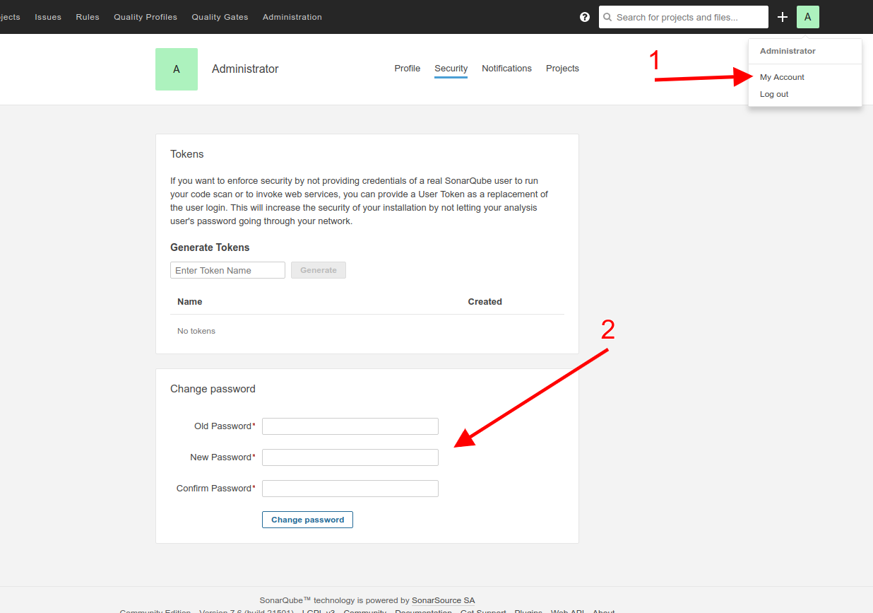 SonarQube-Admin-Account